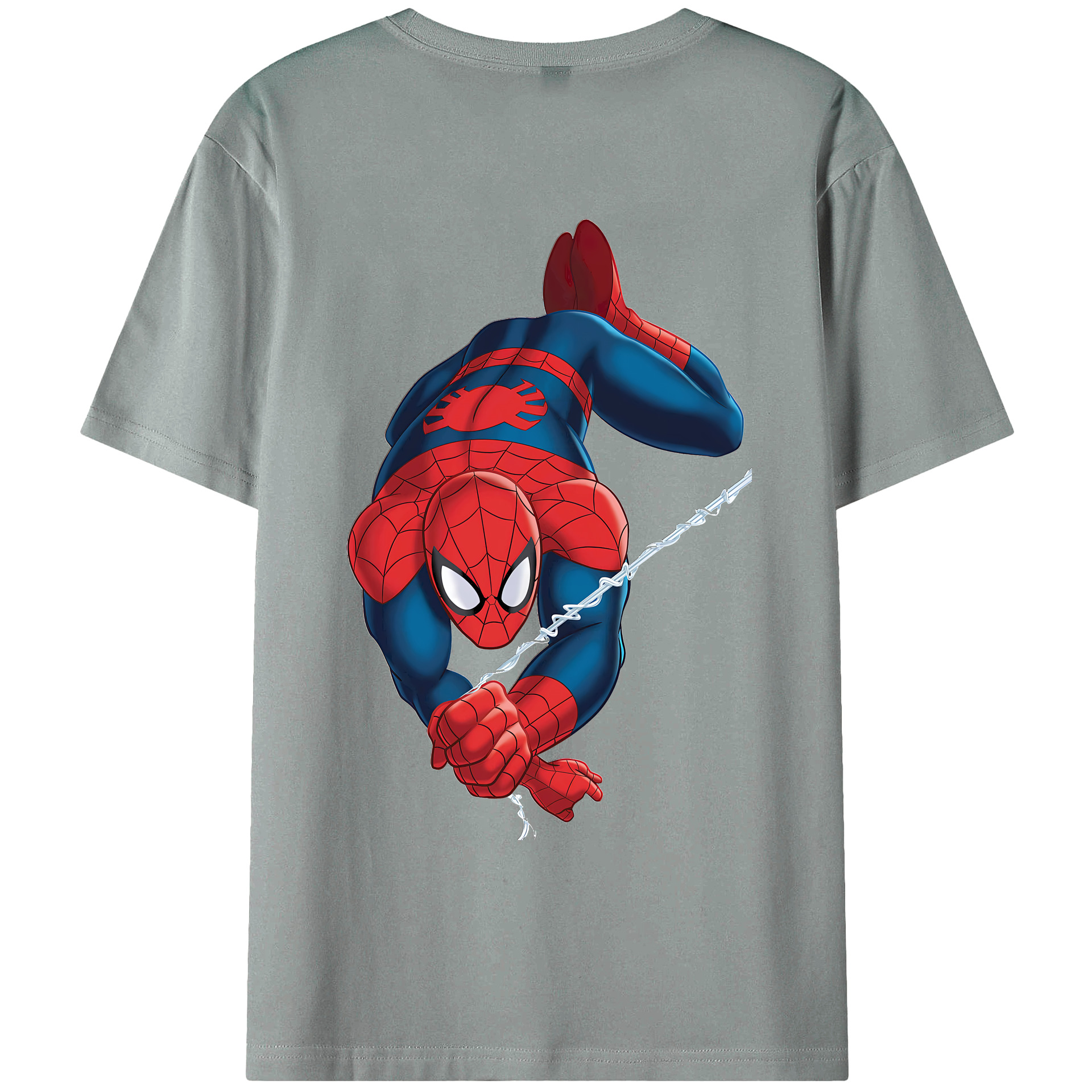 （画像用） Spider Man スパイダーマン 綿100％ メンズ半袖Tシャツ（バックプリント） 通気性